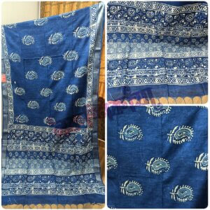 #BTMHIII/8/230 #A LIVA product. Indigo pure cotton saree with BP. With bp saree length is 6.2 meters.